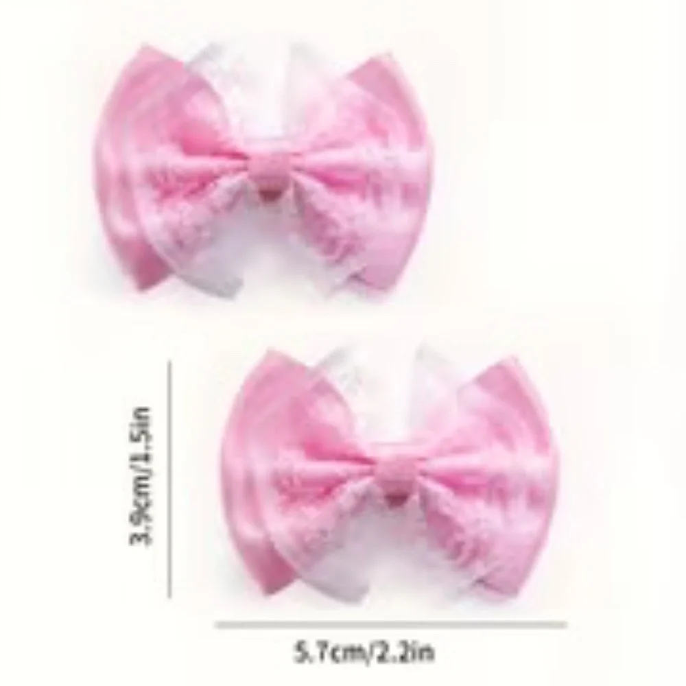 Pink Lace Cat Bows Set of 3 Dress Up Show Costume Hair Clips